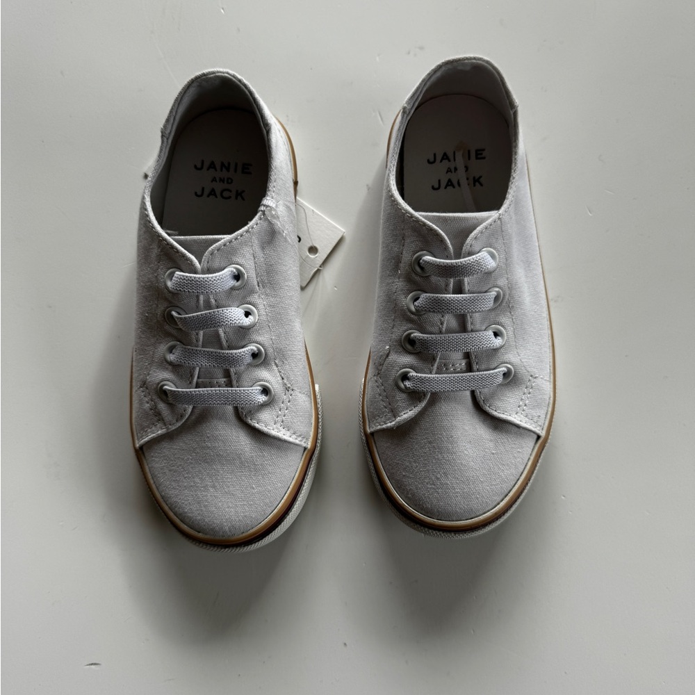 New Janie and Jack Unisex White Tie-less Sneaker Sz 10